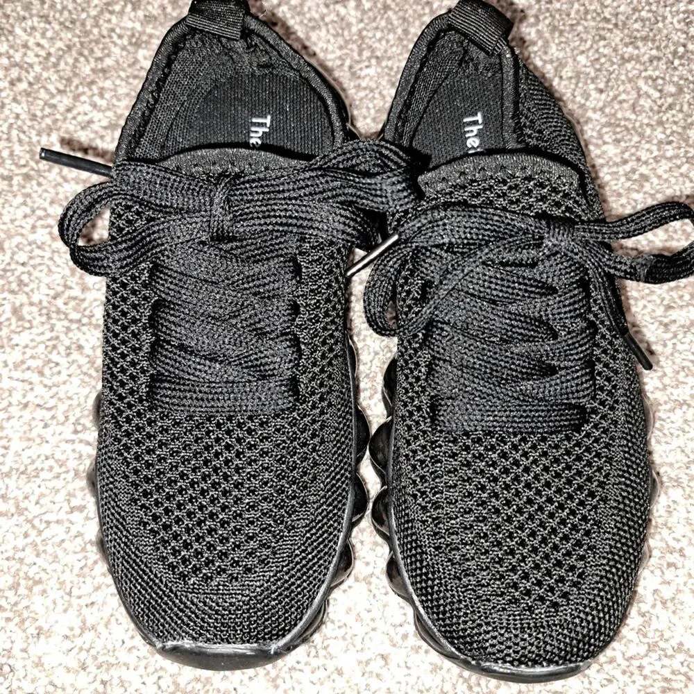 Kids Black Knit Style Sneakers. Slip On, Brand New